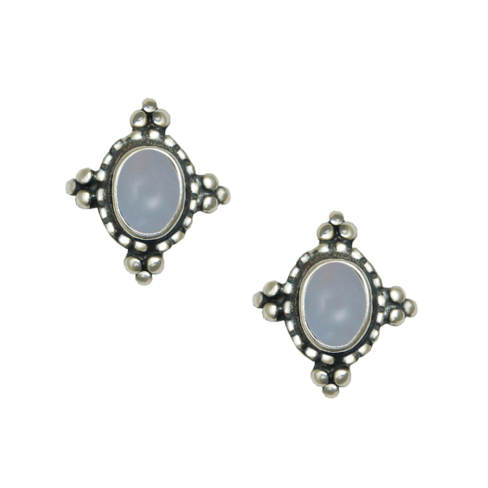 Sterling Silver Little Chalcedony Drop Post Stud Earrings